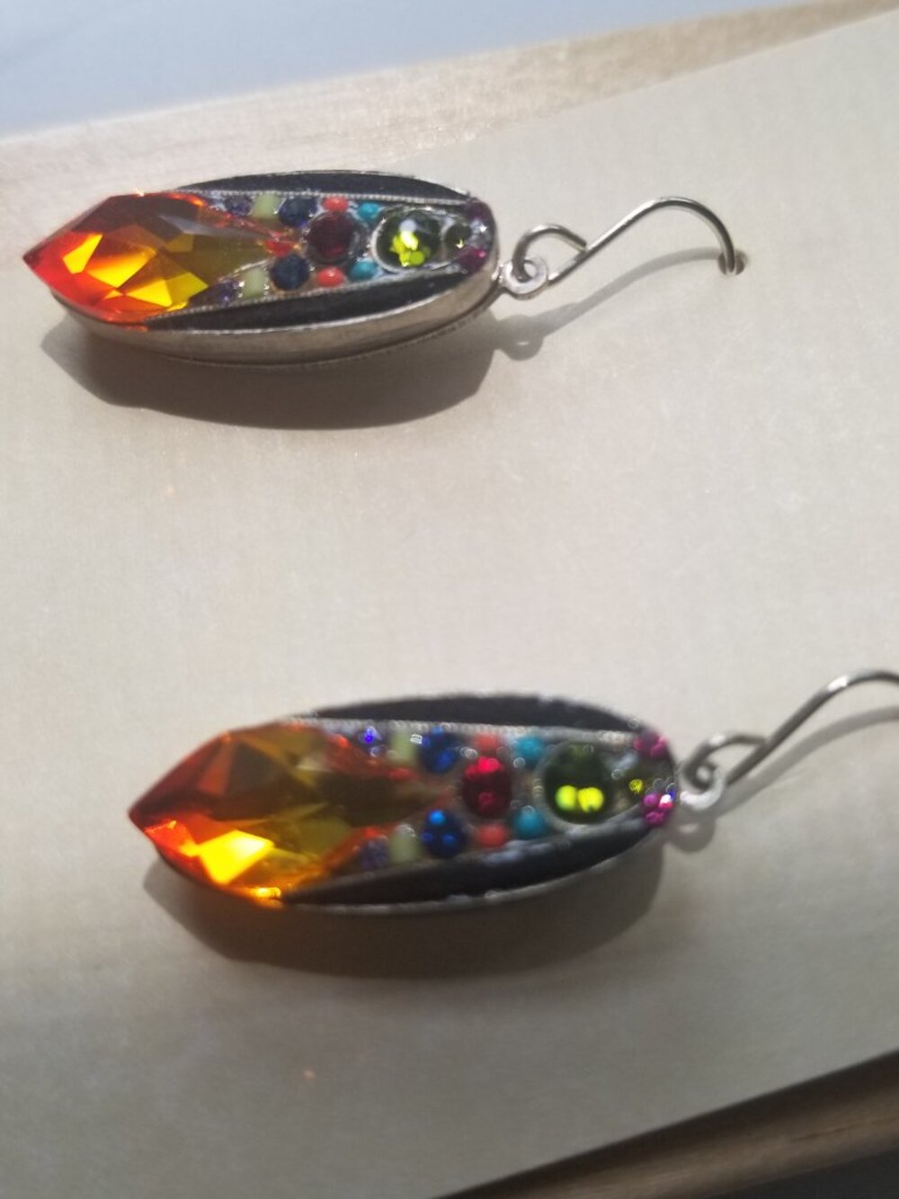 FIREFLY EARRINGS mosiac crystals and beaded - Picture 2 of 5